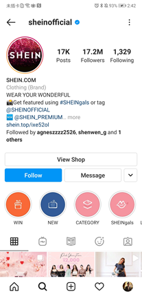 SheIn Instagram