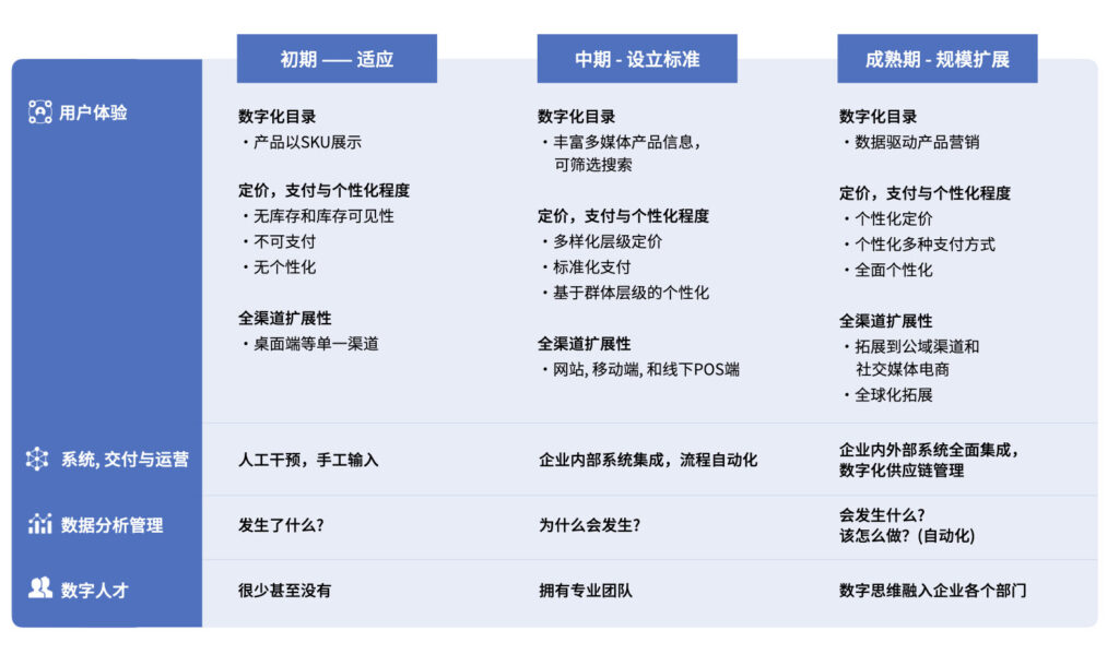 数字化成熟度阶段性表现