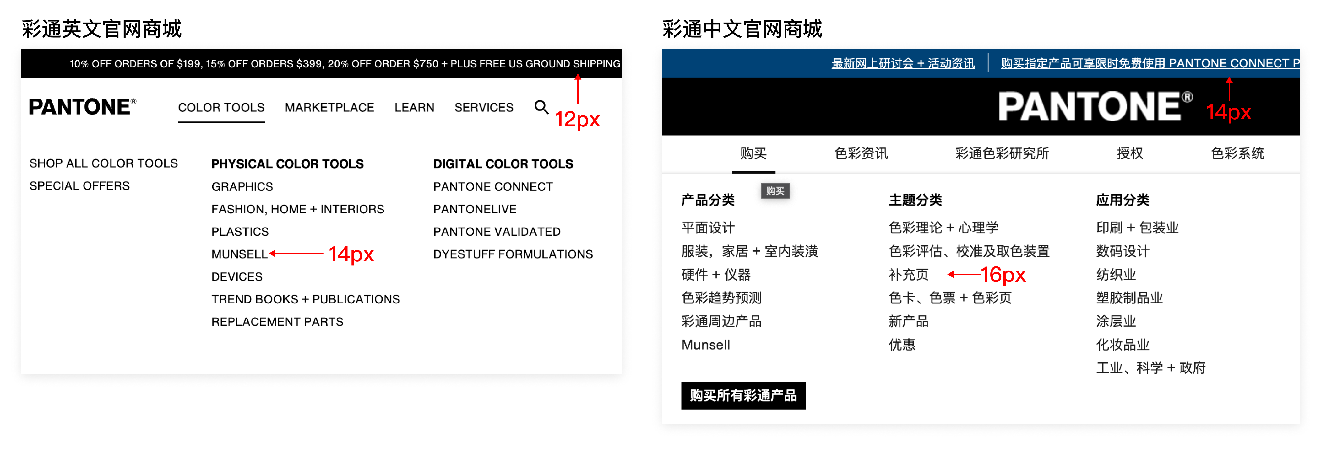 电商网站设计根据中文字体特性，优化字号选择