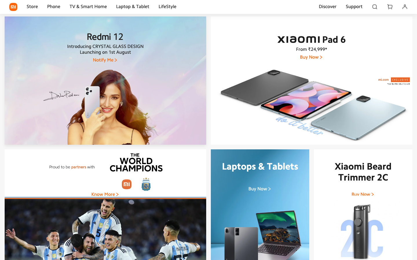  小米自营平台的印度站点，本地化的营销页面