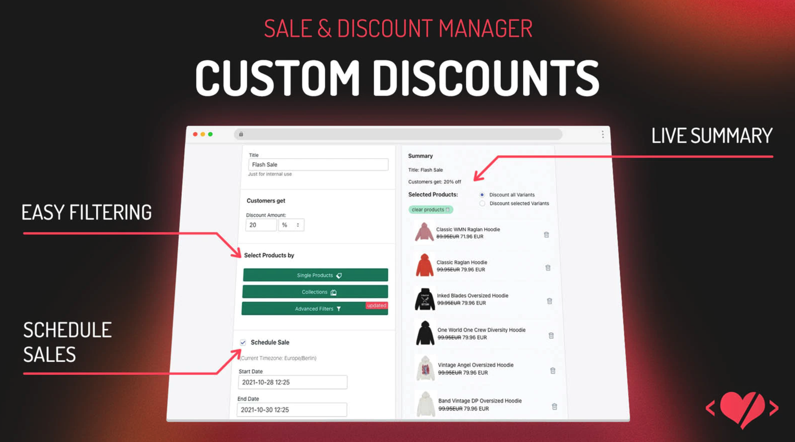 促销与折扣：Heartcoding Sales & Discounts（$9.99/month）