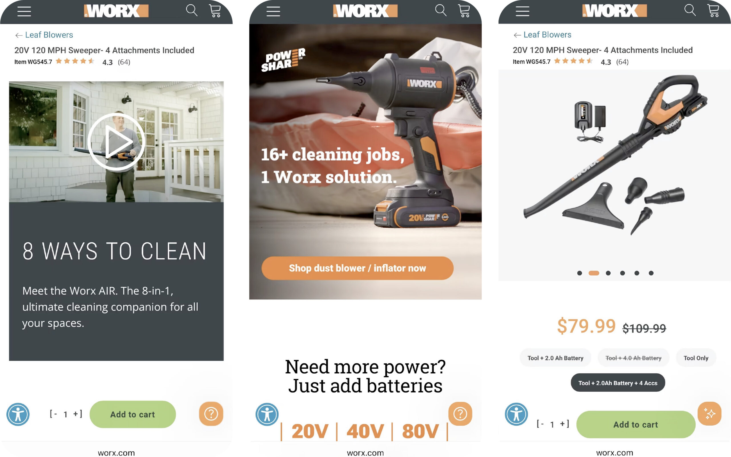 WORX 网站在移动端有良好的展示效果