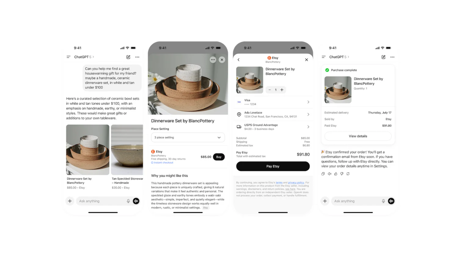ChatGPT 中基于 ACP 的即时结账(Instant Checkout)示例