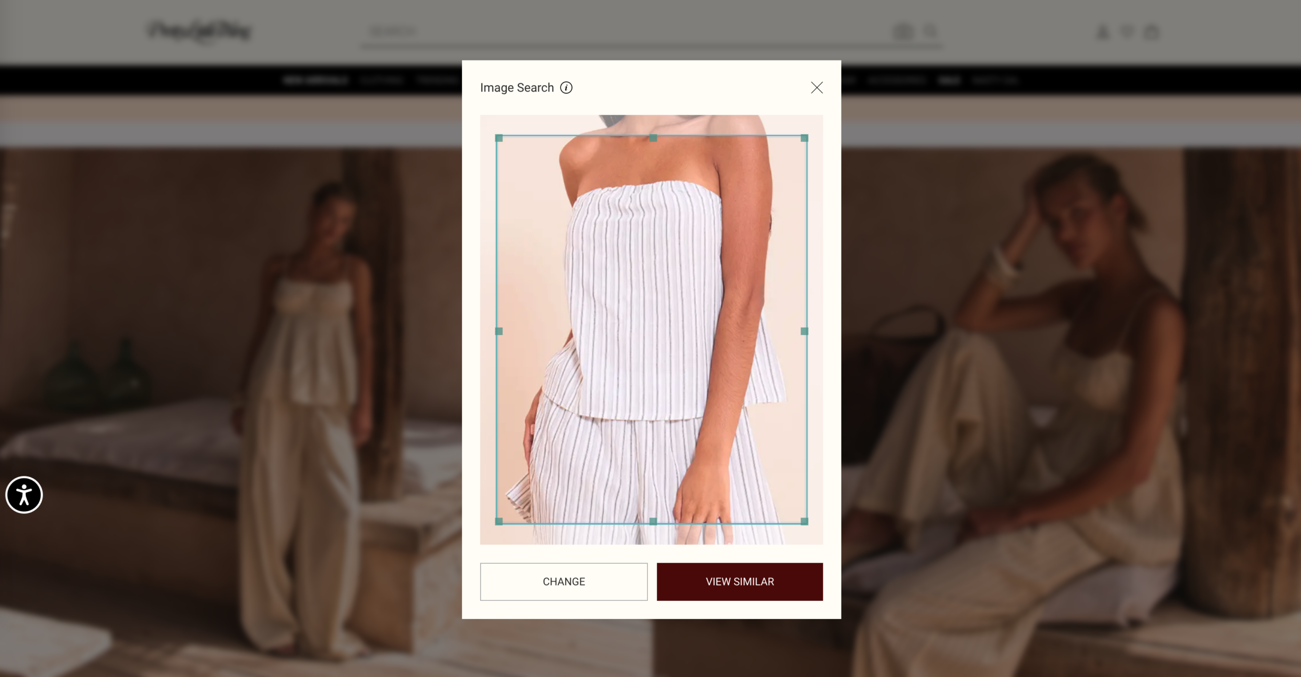 PrettyLittleThing允许用户直接上传图片,搜索类似产品